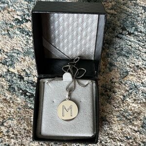 Silver Initial 'M' Pendant Necklace